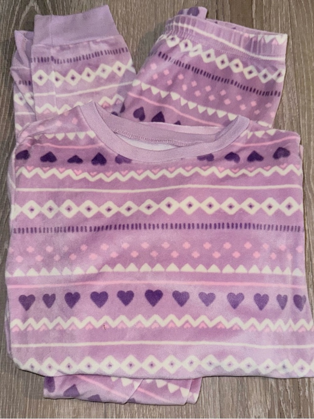 Carter's Pink and Purple Heart & Fair Isle Fleece Pajama Set